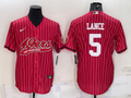 Men's San Francisco 49ers Trey Lance #5 Red Player jersey Joint Edition
