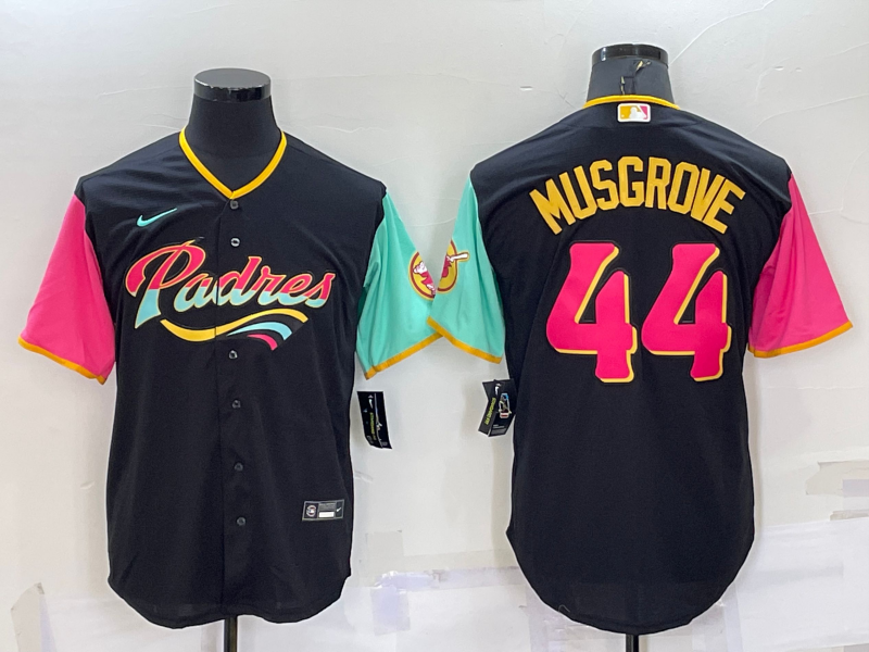 Men's San Diego Padres Joe Musgrove #44 Black Stitched jersey