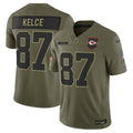 Kansas City Chiefs Travis Kelce Olive 2025 Salute to Service Limited Jersey