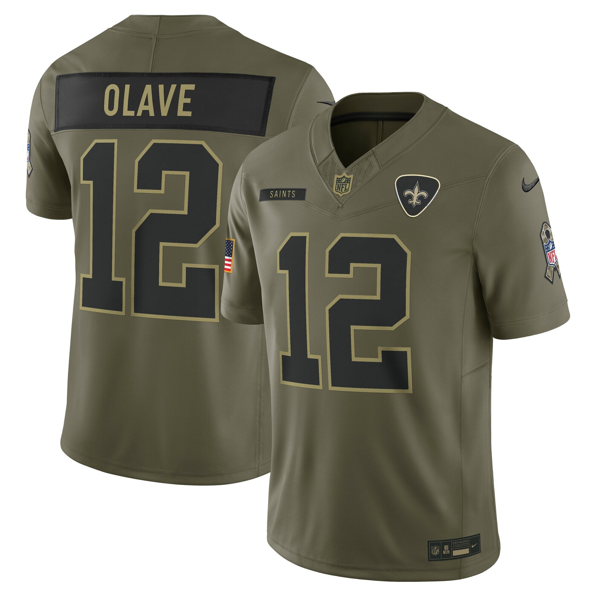 New Orleans Saints Chris Olave Olive 2025 Salute to Service Limited Jersey