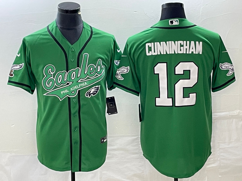 Men's Philadelphia Eagles Randall Cunningham #12 Kelly Green Game jersey Joint Edition