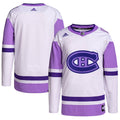Montreal Canadiens   Hockey Fights Cancer Primegreen   Blank Practice Jersey - White/Purple