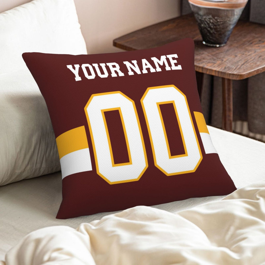 Custom Burgundy W.Commanders Decorative Throw Pillow Case - Print Personalized Football Team Fans Name & Number Birthday Gift