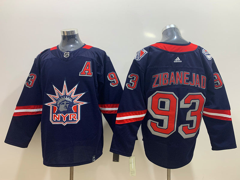 Men's New York Rangers Mika Zibanejad #93 Navy Player Game jersey