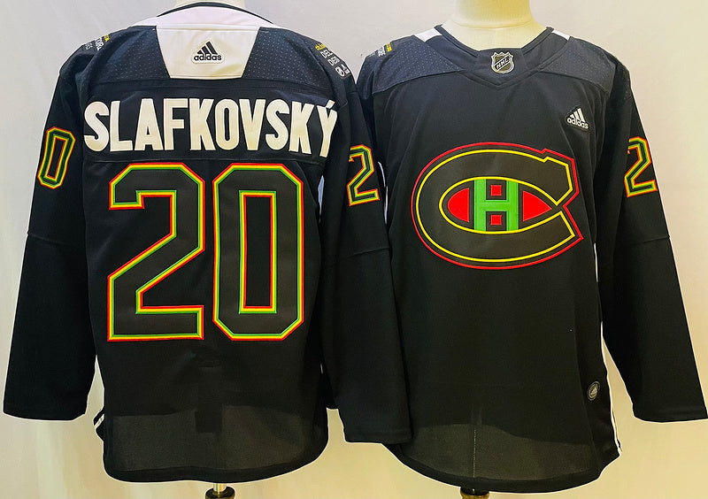 Men's Montreal Canadiens Juraj Slafkosky #20 Black Player jersey