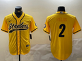 Men's Pittsburgh Steelers Justin Fields #2 Yellow Game Player jersey