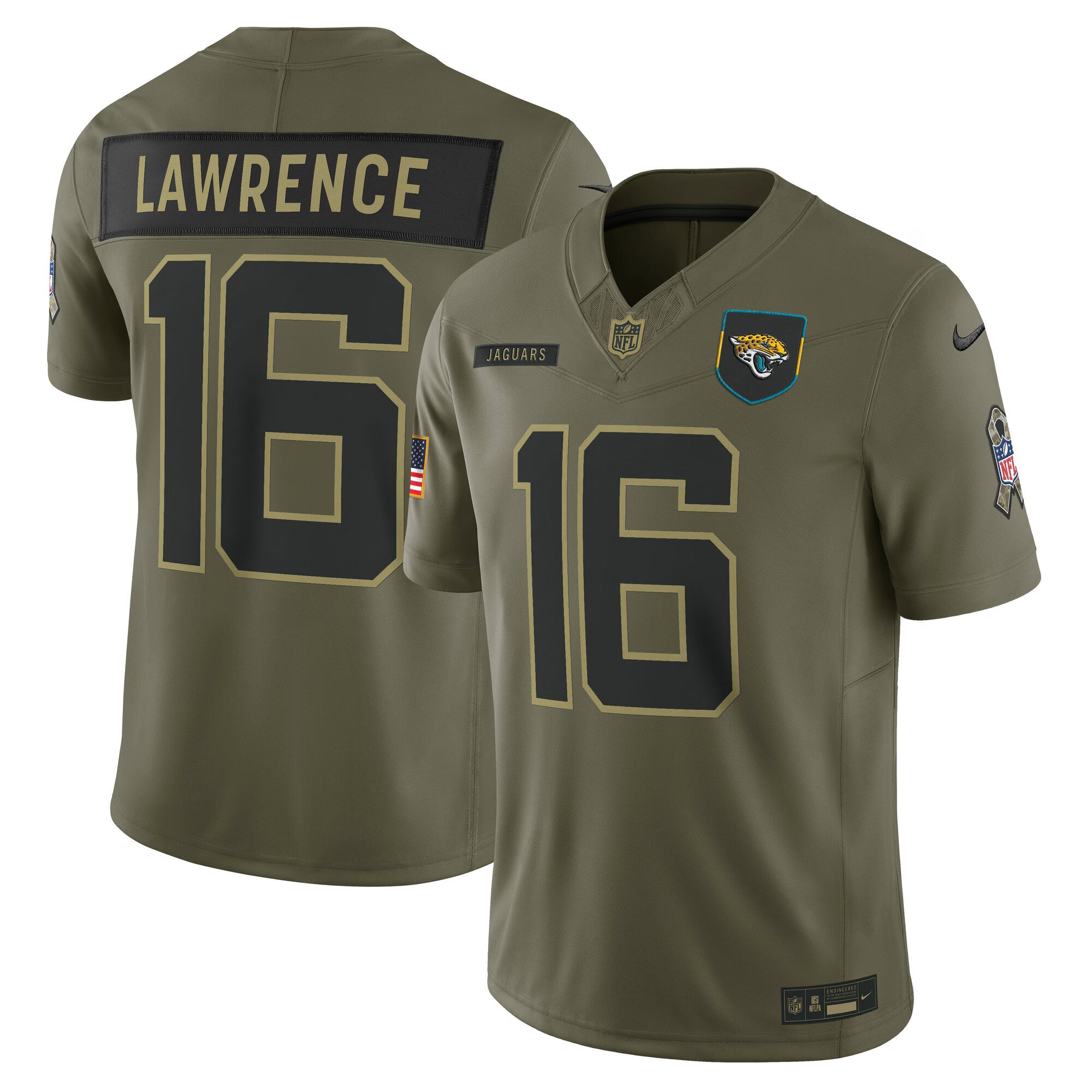 Jacksonville Jaguars Trevor Lawrence Olive 2025 Salute to Service Limited Jersey
