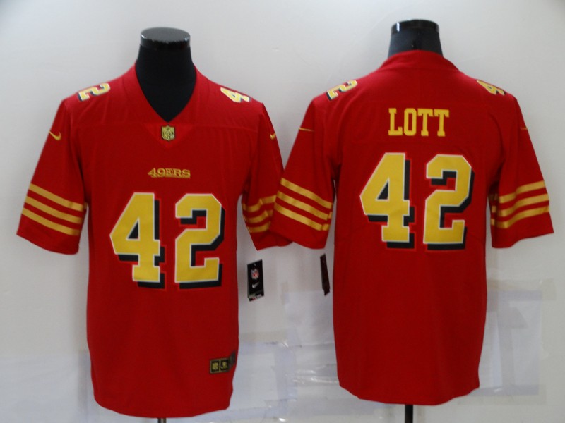 Men's San Francisco 49ers Ronnie Lott #42 Red Player Game jersey