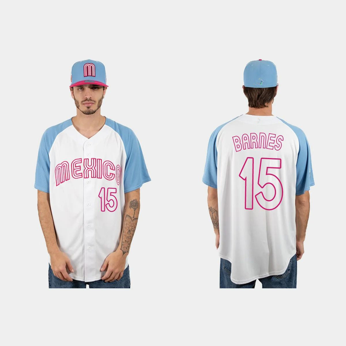 #15 AUSTIN BARNES MEXICO BASEBALL 2023 WORLD BASEBALL CLASSIC JERSEYC WHITE BLUE Stitches Baseball Jerseys
