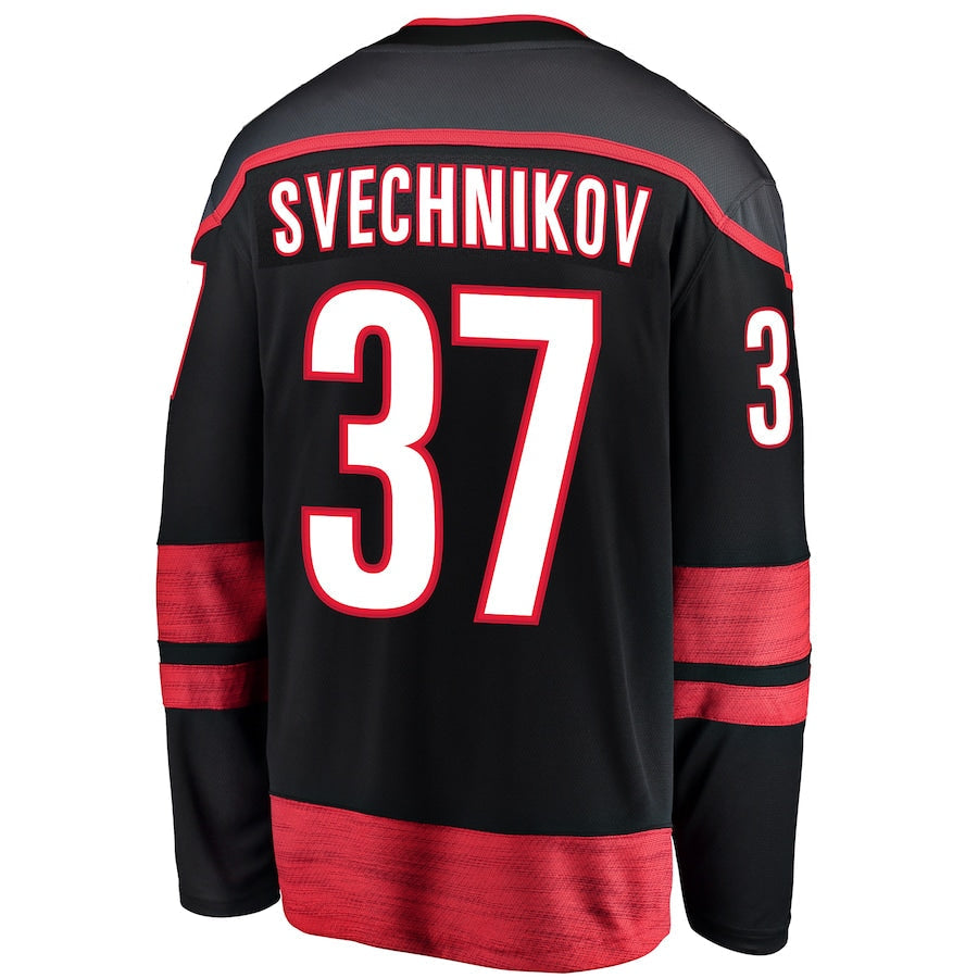 C.Hurricanes #37 Andrei Svechnikov Alternate Premier Breakaway Player Jersey Black Stitched American Hockey Jerseys