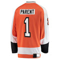 P.Flyers #1 Bernie Parent Premier Breakaway Retired Player Jersey Orange Stitched American Hockey Jerseys
