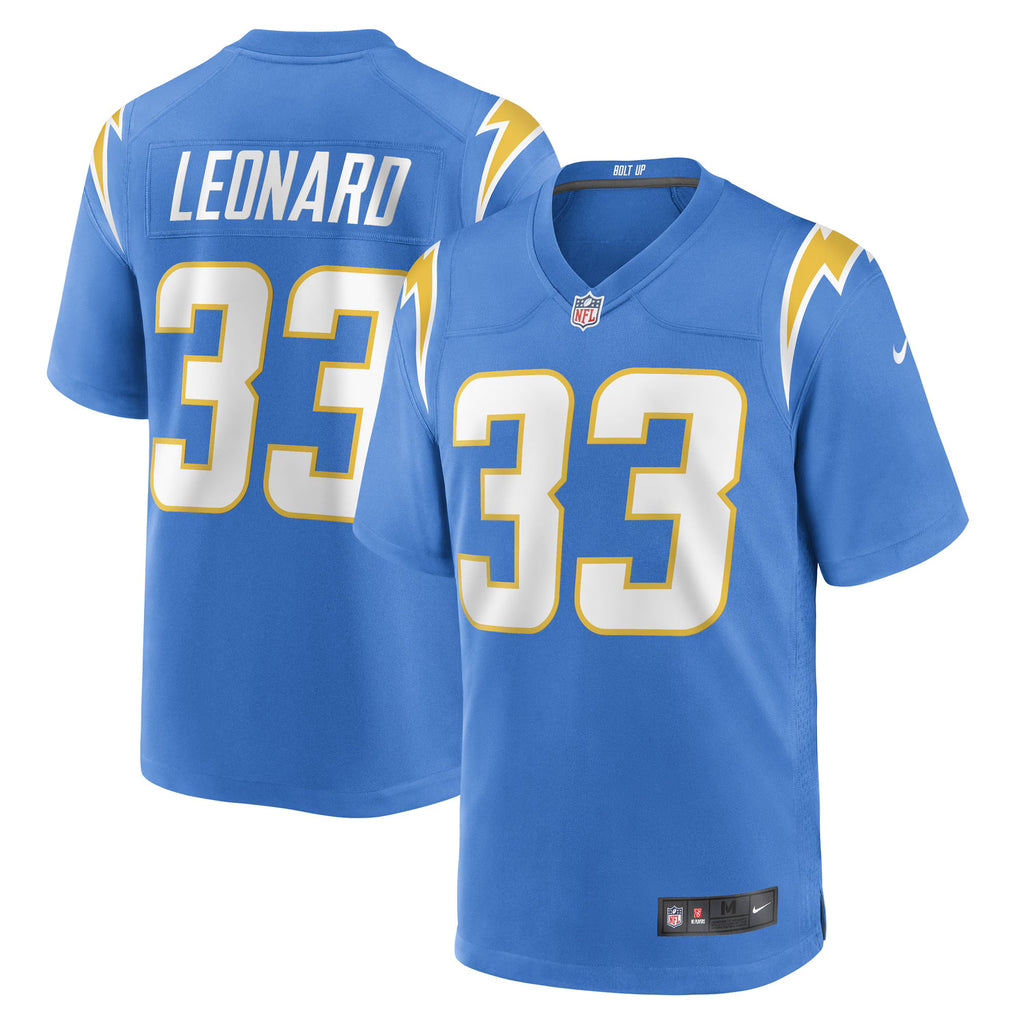 Los Angeles Chargers Deane Leonard Powder Blue Game Player Jersey