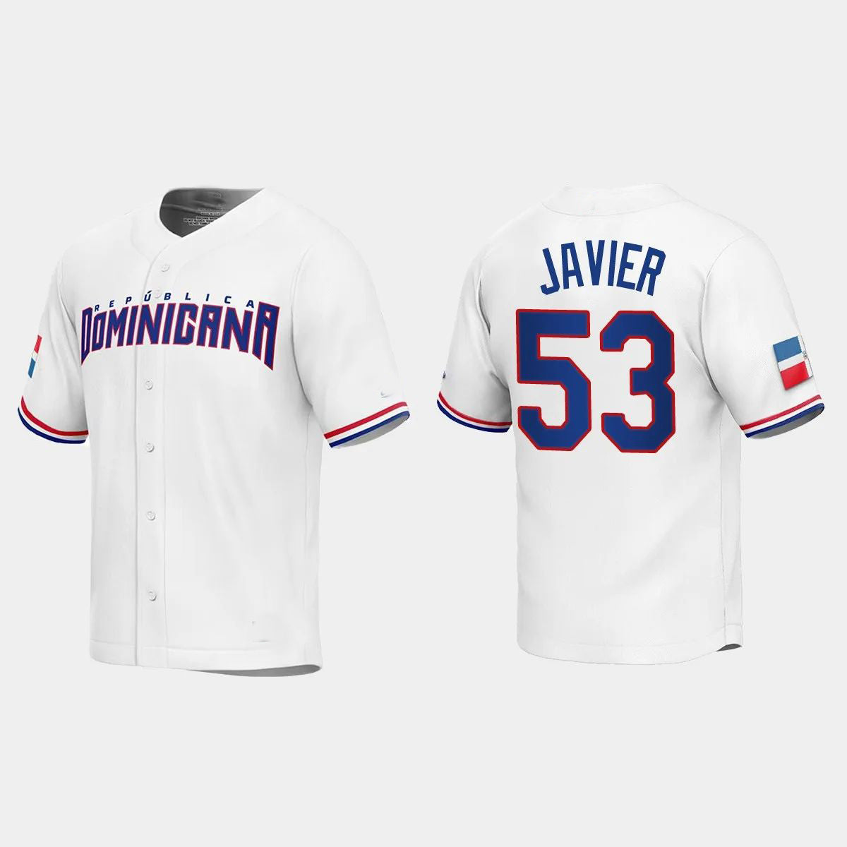 #53 CRISTIAN JAVIER DOMINICAN REPUBLIC BASEBALL 2023 WORLD BASEBALL CLASSIC REPLICA JERSEYC WHITE Stitches Baseball Jerseys