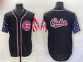 Chicago Cubs Team Big Logo Black 2025 Independence Day Vapor Premier Limited Stitched Baseball Jersey