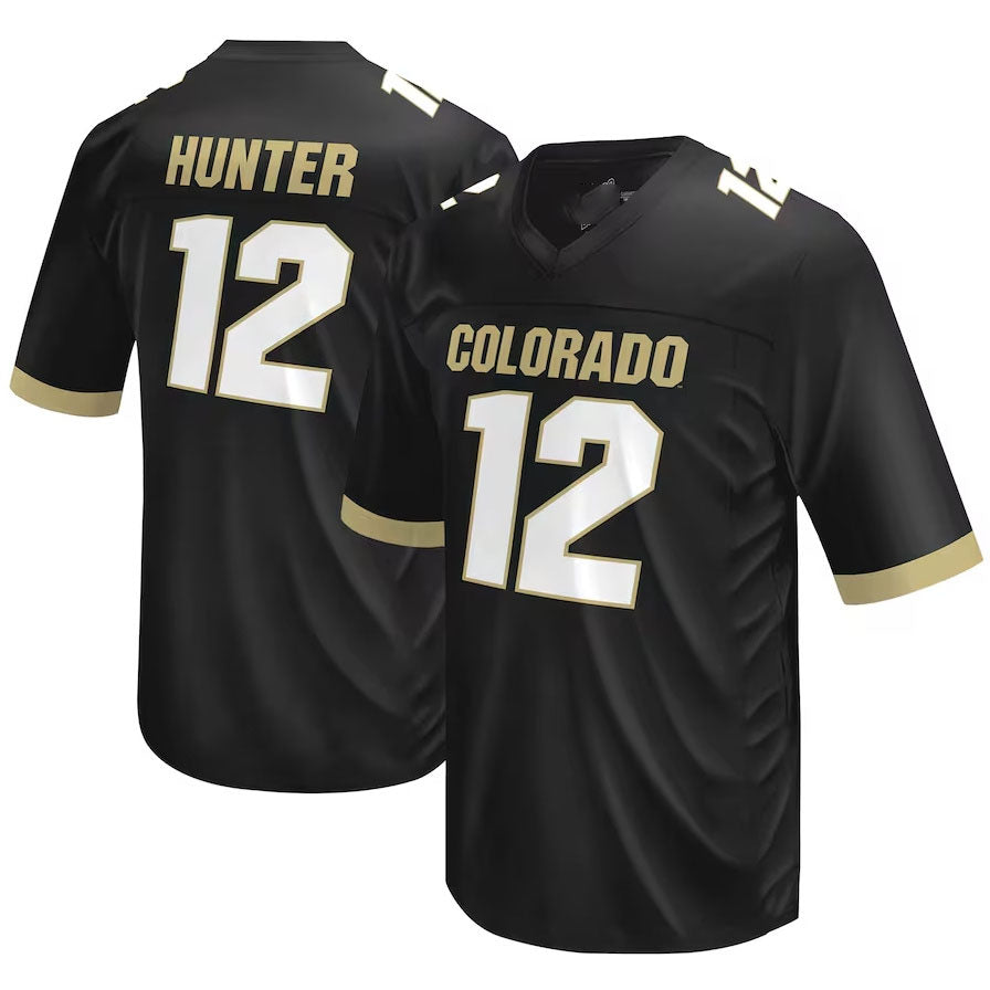 C.Buffaloes #12 Travis Hunter Original Retro Brand NIL Football Player Jersey Black American College Jerseys