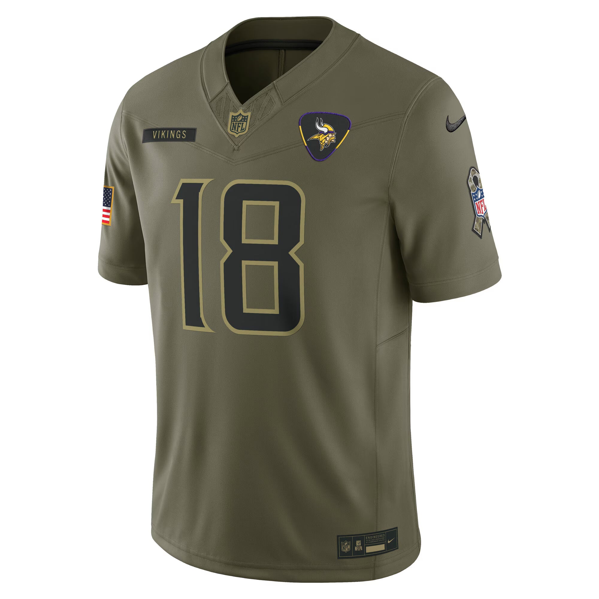 Minnesota Vikings Justin Jefferson Olive 2025 Salute to Service Limited Jersey