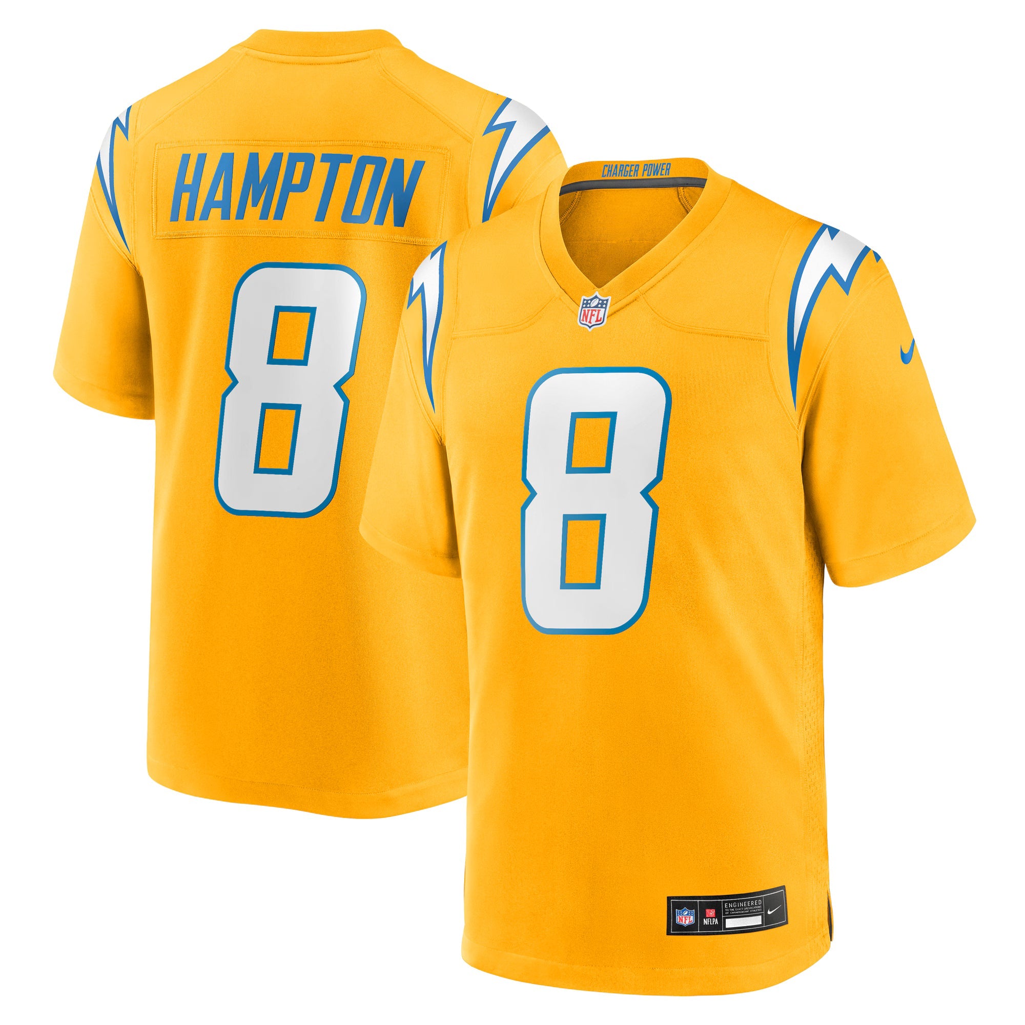 Los Angeles Chargers Omarion Hampton Gold Alternate Charger Power Game Player Jersey