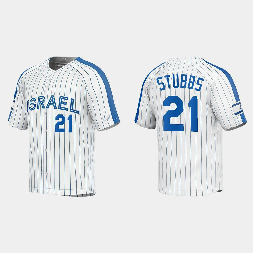 #21 GARRETT STUBBS ISRAEL BASEBALL 2023 WORLD BASEBALL CLASSIC JERSEYC WHITE Stitches Baseball Jerseys