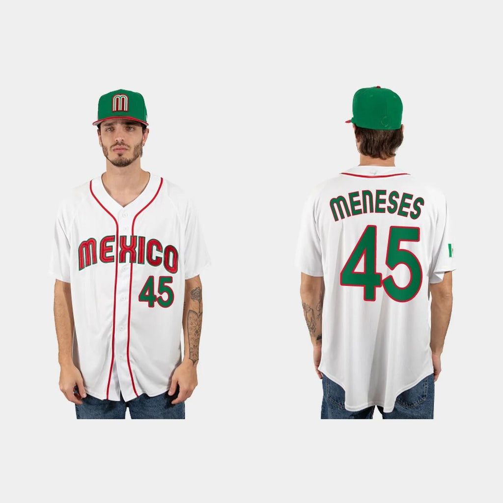 #45 JOEY MENESES MEXICO BASEBALL 2023 WORLD BASEBALL CLASSIC JERSEYC WHITE Stitches Baseball Jerseys