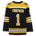B.Bruins #1 Jeremy Swayman   Home  Jersey Black Stitched American Hockey Jerseys
