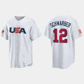 #12 KYLE SCHWARBER PHILADELPHIA PHILLIES 2023 WORLD BASEBALL CLASSIC USA REPLICA JERSEYC WHITE Stitches Baseball Jerseys