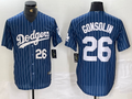 Los Angeles Dodgers #26 Tony Gonsolin Navy Blue Pinstripe Stitched Cool Base Baseball Jerseys