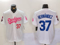 Los Angeles Dodgers #37 Teoscar Hernndez White Pink Vin & Kobe Patch Stitched Baseball Jersey