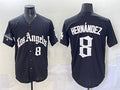 Los Angeles Dodgers #8 Enrique Hernndez Black Mexico 2025 LA Gothic Style With 2024 World Series Champions Patch Vapor Premier Limited Stitched Baseball Jersey