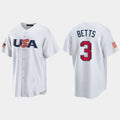 #3 MOOKIE BETTS LOS ANGELES DODGERS 2023 WORLD BASEBALL CLASSIC USA REPLICA JERSEYC WHITE Stitches Baseball Jerseys