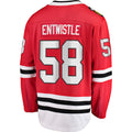 C.Blackhawks #58 MacKenzie Entwistle Home Breakaway Player Jersey Red Stitched American Hockey Jerseys