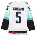 S.Kraken #5 Mark Giordano   White with Inaugural Season Jersey Patch and 1st SEA Captain Inscription Hockey Jerseys