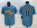 Milwaukee Brewers #11 Jackson Chourio Blue 2022 City Connect Cool Base Stitched Baseball Jerseys