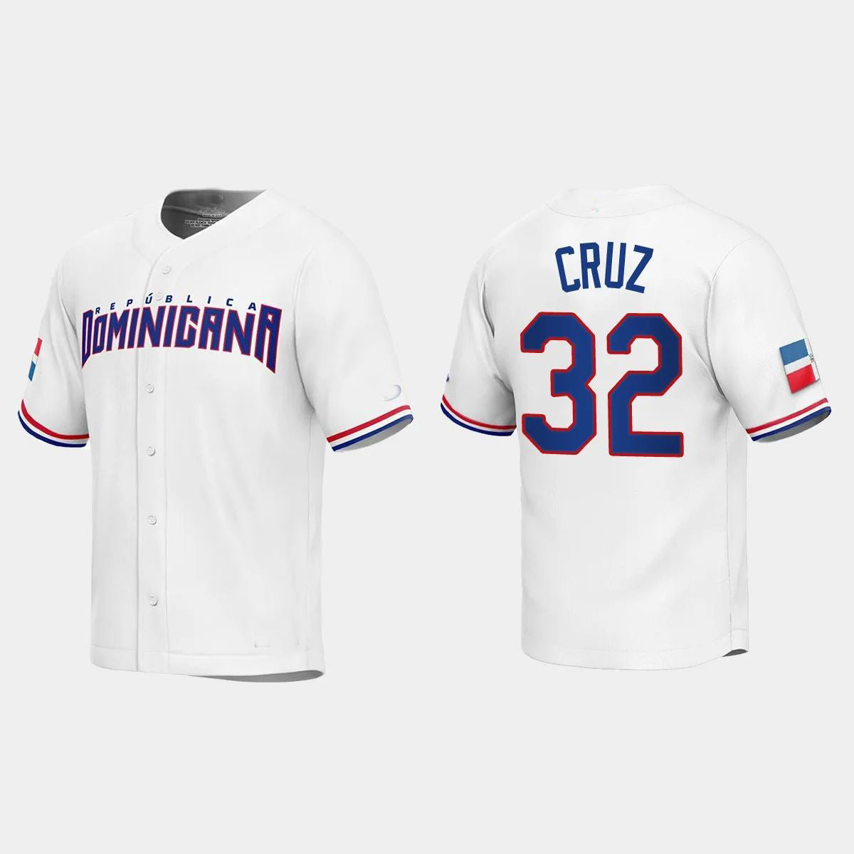 #32 NELSON CRUZ DOMINICAN REPUBLIC BASEBALL 2023 WORLD BASEBALL CLASSIC REPLICA JERSEYC WHITE Stitches Baseball Jerseys