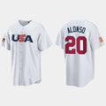 #20 PETE ALONSO NEW YORK METS 2023 WORLD BASEBALL CLASSIC USA REPLICA JERSEYC WHITE Stitches Baseball Jerseys