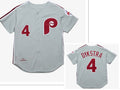 Philadelphia Phillies #4 Lenny Dykstra Mitchell and Ness Grey 1989 Throwback Stitched Baseball Jersey