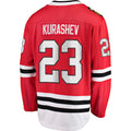 C.Blackhawks #23 Philipp Kurashev Fanatics Branded Home Breakaway Player Jersey Red Stitched American Hockey Jerseys