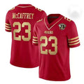 SF.49ers #23 Christian McCaffrey Red 75th Scarlet Game Player Jersey Stitched American Football Jerseys