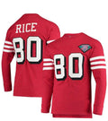 SF.49ers #80 Jerry Rice Mitchell & Ness Throwback Retired Player Name & Number Long Sleeve Top Stitched American Football Jersey