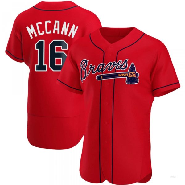 Atlanta Braves #16 Brian McCann Red Alternate Jersey Stitches Baseball Jerseys