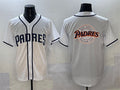 San Diego Padres Team Big Logo White Cool Base Stitched Baseball Jersey