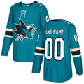 Custom SJ.Sharks Authentic Jersey Teal Stitched American Hockey Jerseys
