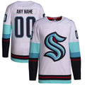 Custom S.Kraken Away Primegreen Authentic Jersey White Stitched American Hockey Jerseys