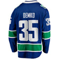V.Canucks #35 Thatcher Demko Fanatics Branded Home Breakaway Jersey Blue Stitched American Hockey Jerseys