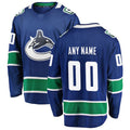 Custom V.Canucks Fanatics Branded Home Team Breakaway Jersey Royal Stitched American Hockey Jerseys
