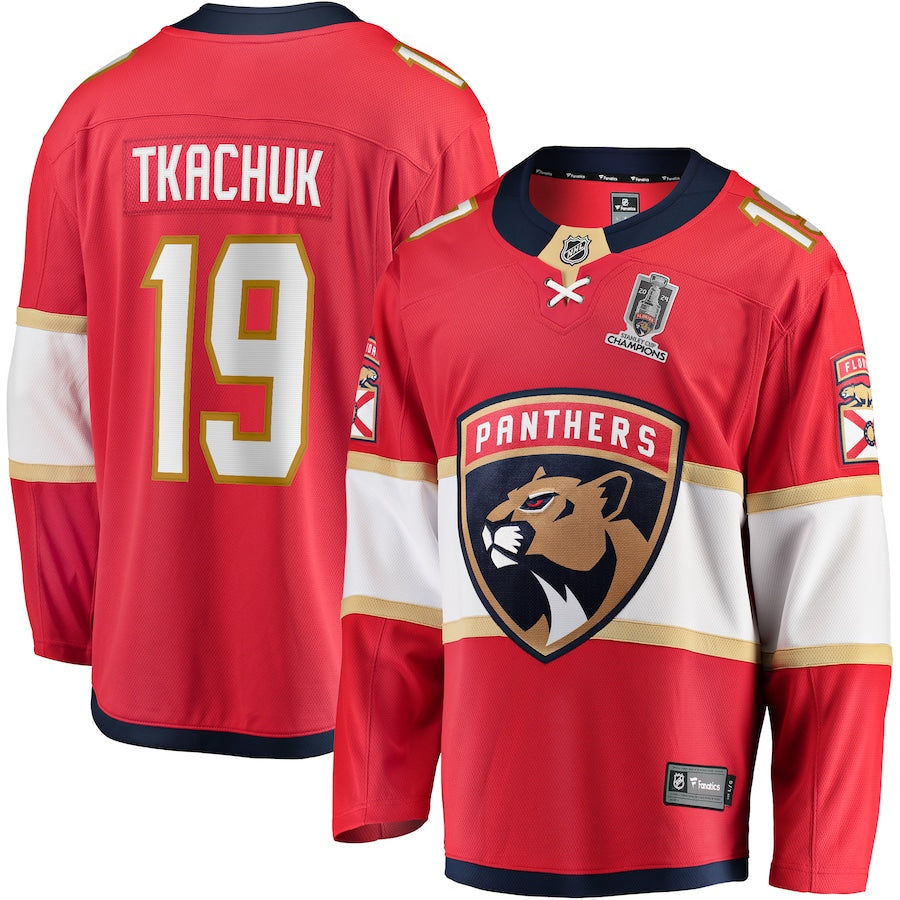 Matthew Tkachuk Florida Panthers   Home 2024 Stanley Cup Champions Breakaway  Jersey Red