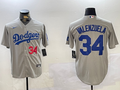 Men's Los Angeles Dodgers Fernando Valenzuela #34 Gray Replica Baseball jersey