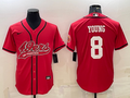 Men's San Francisco 49ers Steve Young #8 Red Game jersey Joint Edition