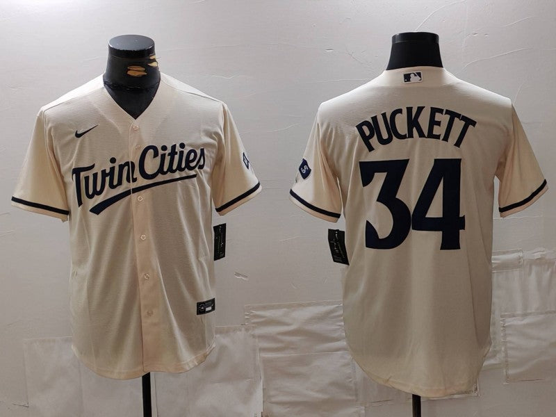 Men's Minnesota Twins Kirby Puckett #34 Cream Limited Player jersey