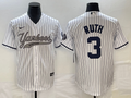 Men's New York Yankees Babe Ruth #3 White Game Jersey1 Joint Edition