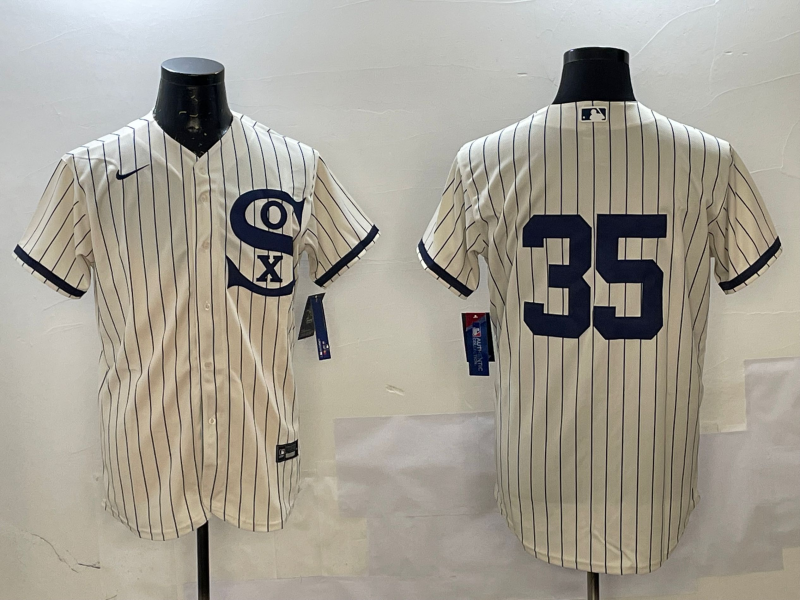 Men's Chicago White Sox Frank Thomas #35 Cream Replica Player jersey
